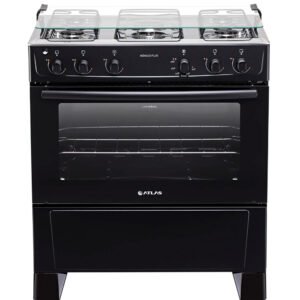 Fogão Atlas 5 Bocas Mônaco Plus Automático Mesa Inox Forno 86,5L - Preto - Bivolt