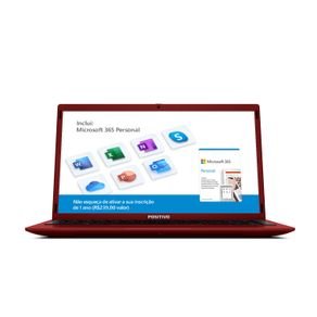 Notebook Positivo Motion Q4128C Intel® Atom® Quad-Core™ Windows 10 Home 14.1" - Vermelho - Inclui Microsoft 365*